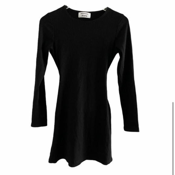 Reformation Black Ribbed Knit wrap Dress B706 - Picture 3 of 5